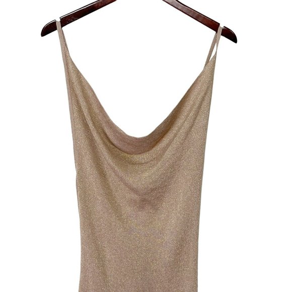 Superdown Womens Revolve Sabrina Knit Midi Dress Nude Metallic Lurex Knit Size S - Picture 3 of 11